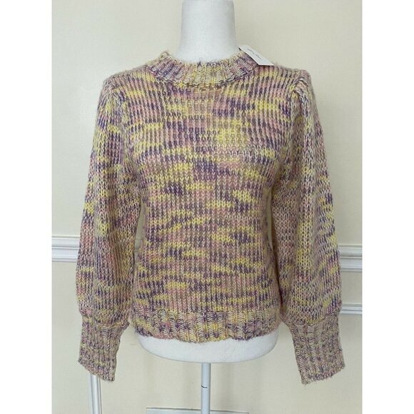 ALL IN FAVOR Pastel Marled Sweater In Pink Multi  size Large - Picture 2 of 5